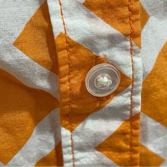 JC Penney Women's Orange White Lattice Pattern Long Sleeve Shirt Top Blouse; MP - Picture 5 of 8